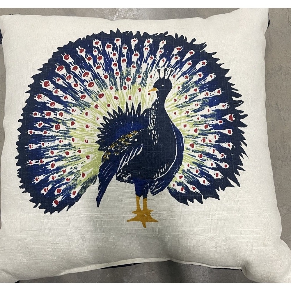 Peacock‎ Design Decorative Throw Pillow with Tassels 16" Square